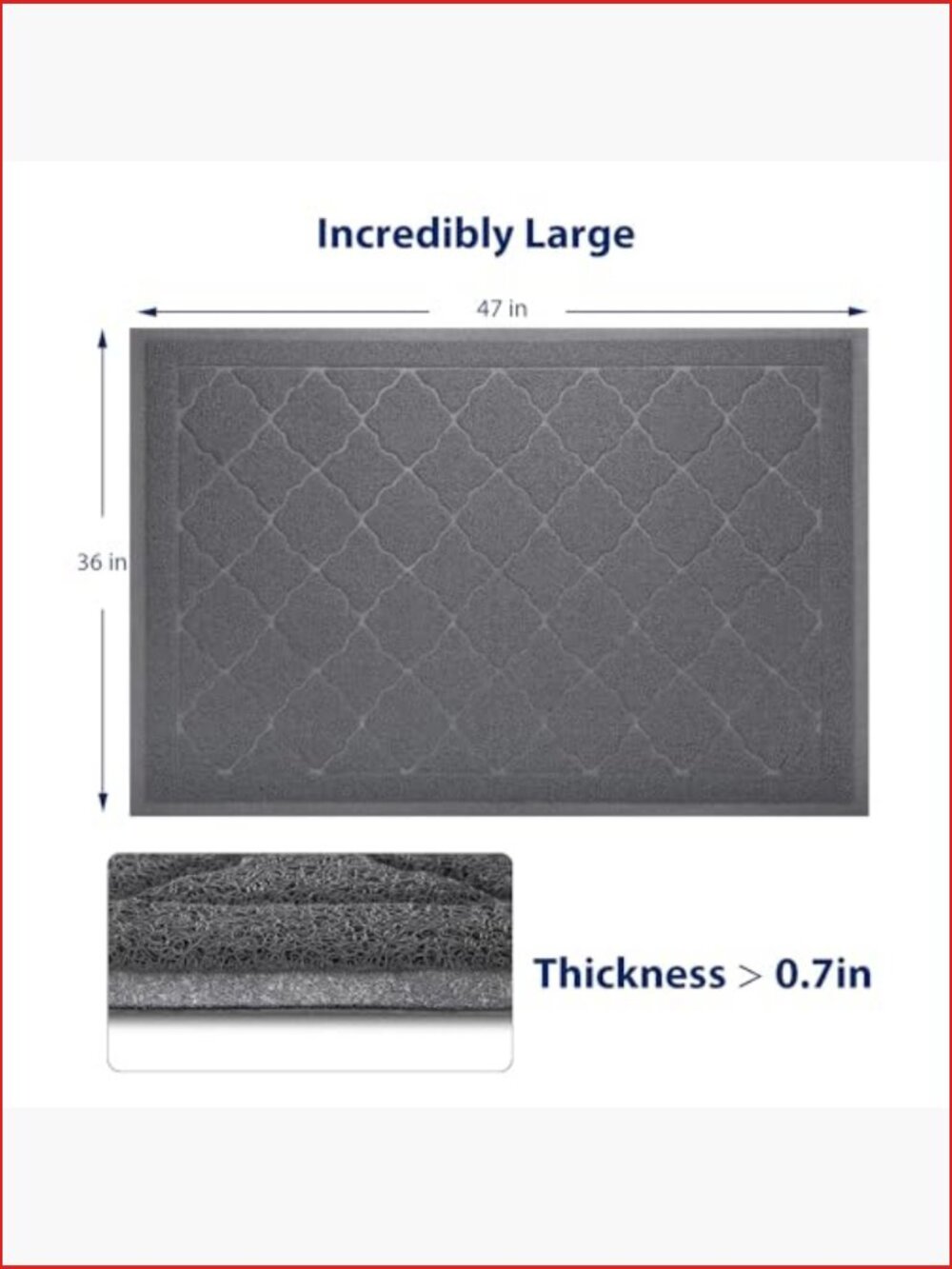 Cat Litter Box Mat, Premium PVC Pad, Durable Trapping Rug, Phthalate Free, XXL - Picture 2 of 7